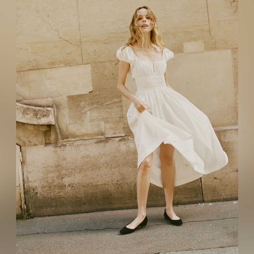 DÔEN Quinn organic cotton-poplin midi dress in 'Salt' - Picture 9 of 17